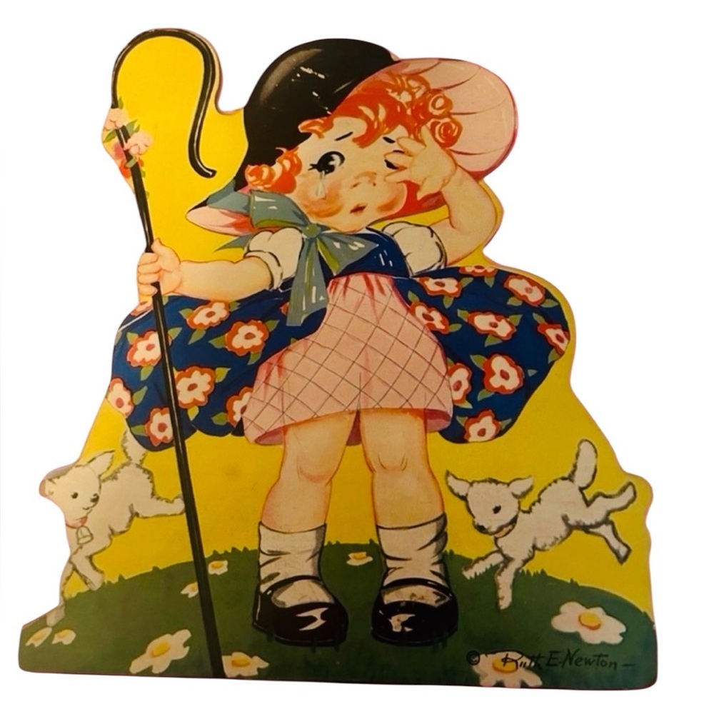 1934 Ruth E. Newton Children’s Illustration Mother Goose Bo Peep wall plaque